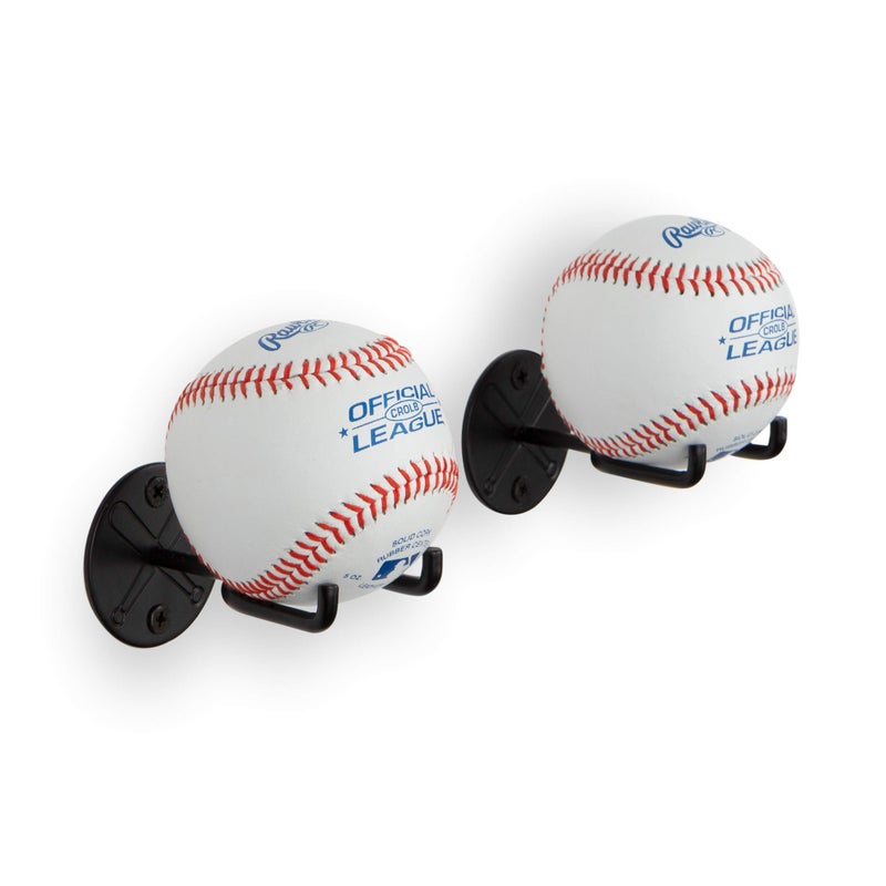 Wallniture Sporta Baseball Holder, Baseball Bat Wall Mount Display Stand for Man Cave Decor, Sports Memorabilia Ball Storage Rack Set of 2 Black - Image 3